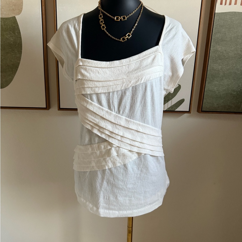 Anthropologie White Draped Blouse